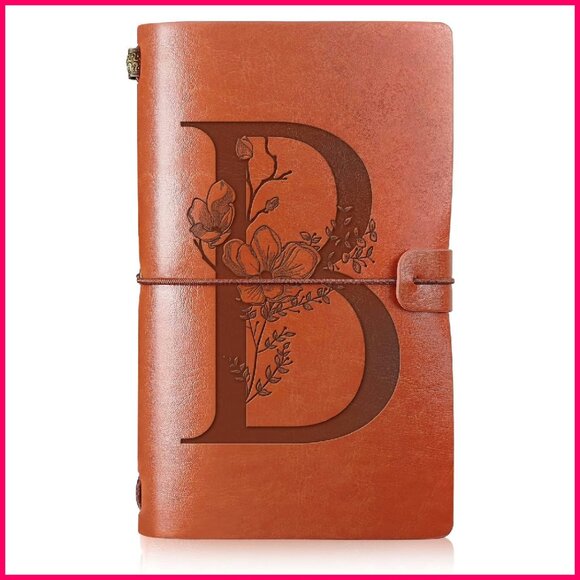 Leather Travel Journal Monogrammed Notebook Refillable Diary Writing Notepad - Picture 1 of 7